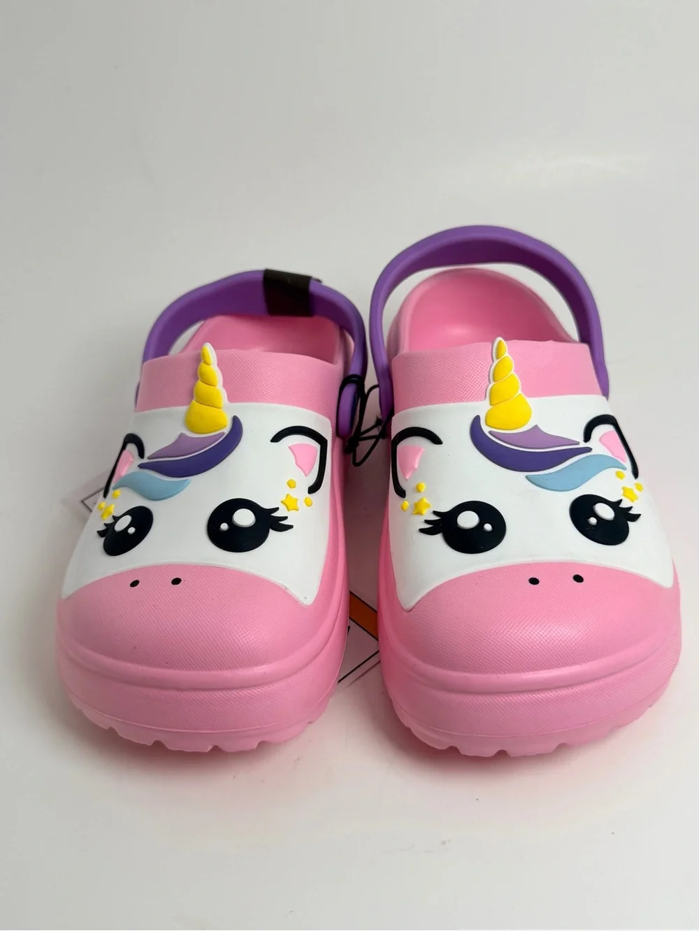 Kids' Pink Unicorn Slip-On Clog Sandals with Purple Heel Strap